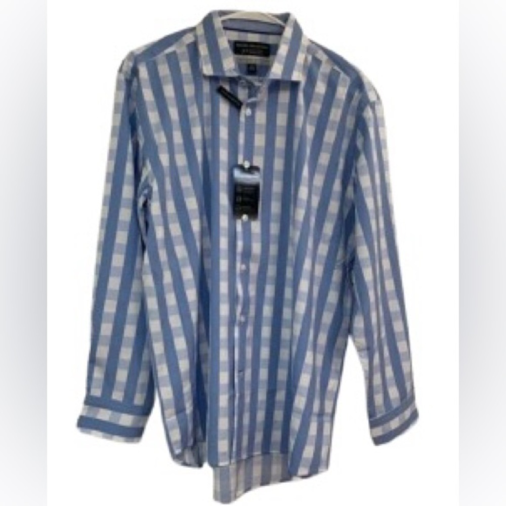 Report collection slim fit men checker shirt, L